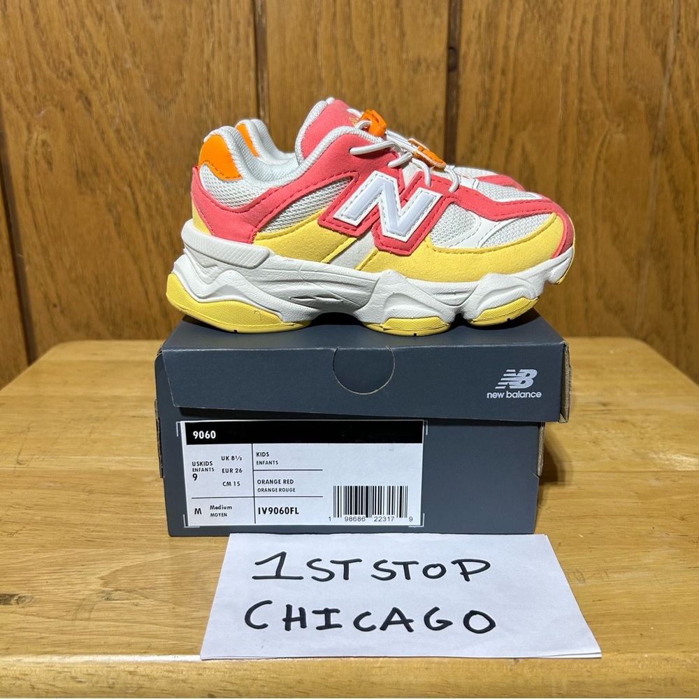New Balance 9060 Fluorescent Orange Red TD IV9060FL Toddler Size 9C Sneakers NEW - Picture 1 of 8
